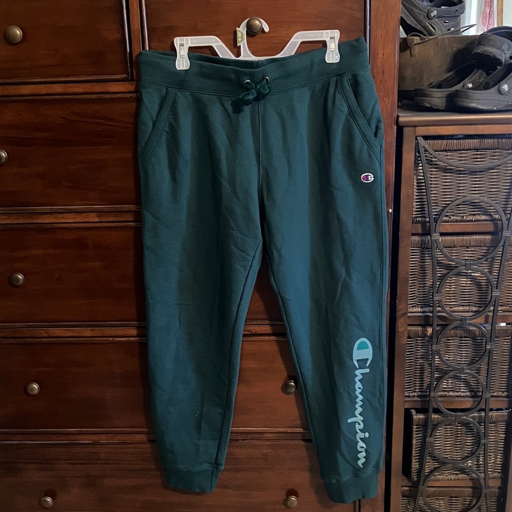 3/$45 Champion Dark Green Sweatpants/Joggers with Logos Size Large
